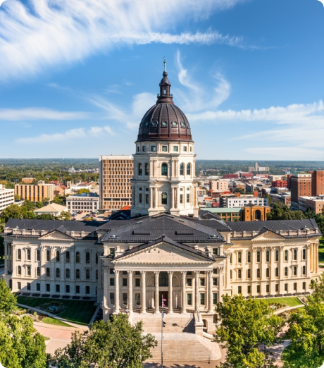 Iconic Kansas State Capital building, symbolizing quality roofing services in Kansas City