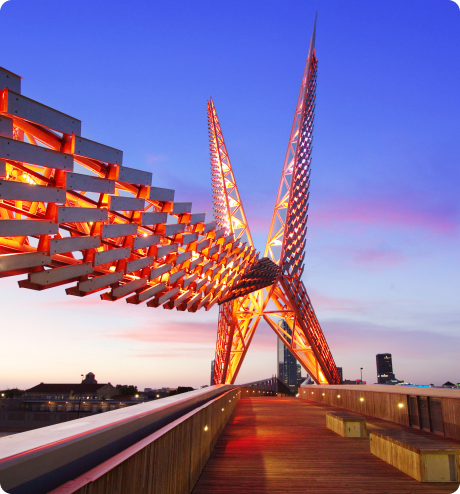 Scissortail Bridge in Oklahoma City at sunset